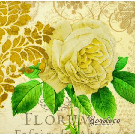 Serwetka decoupage firmy PPD róża ecru 33x33cm